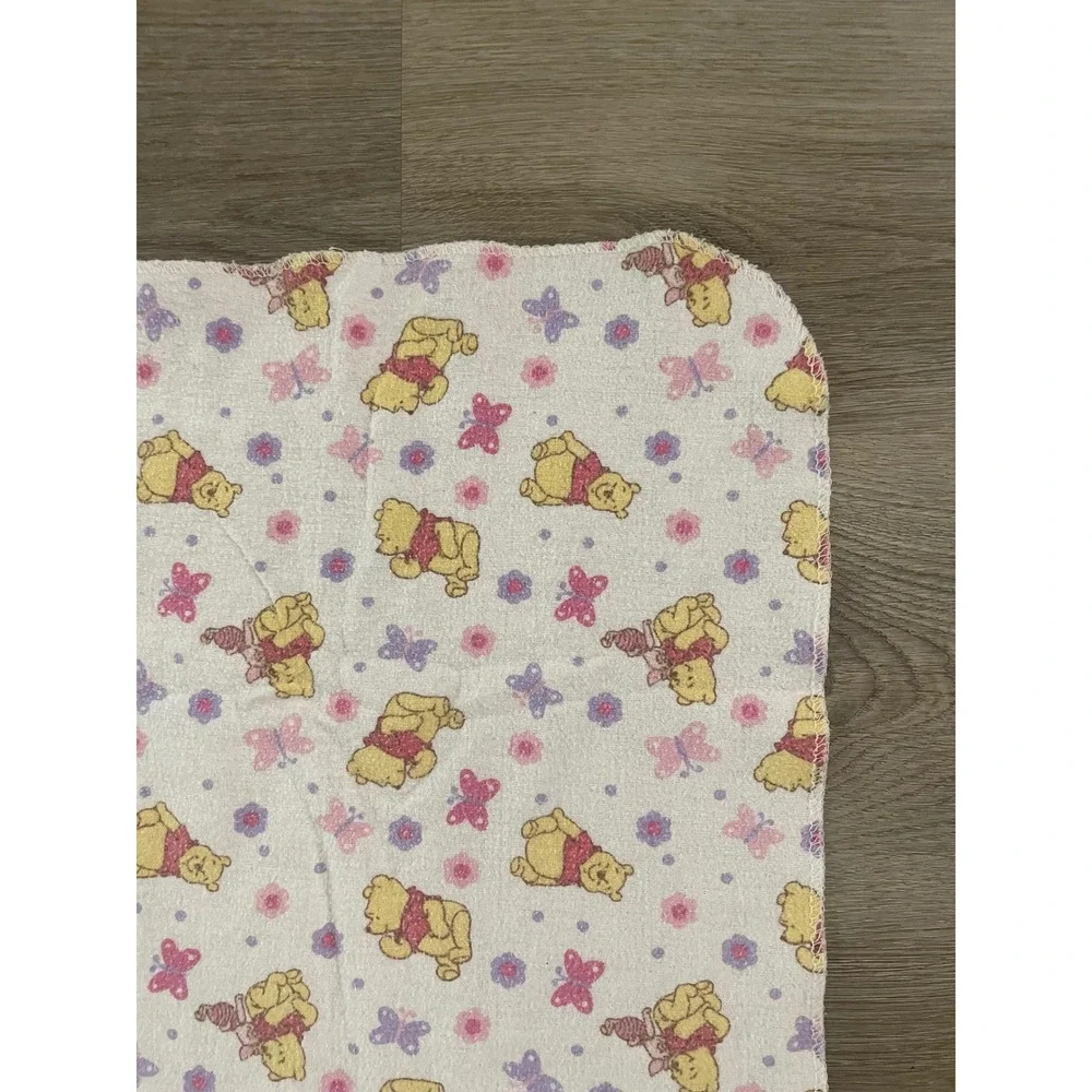 Vintage Disney Winnie the Pooh Baby Blanket Floral Butterfly Cotton 90s Nursery